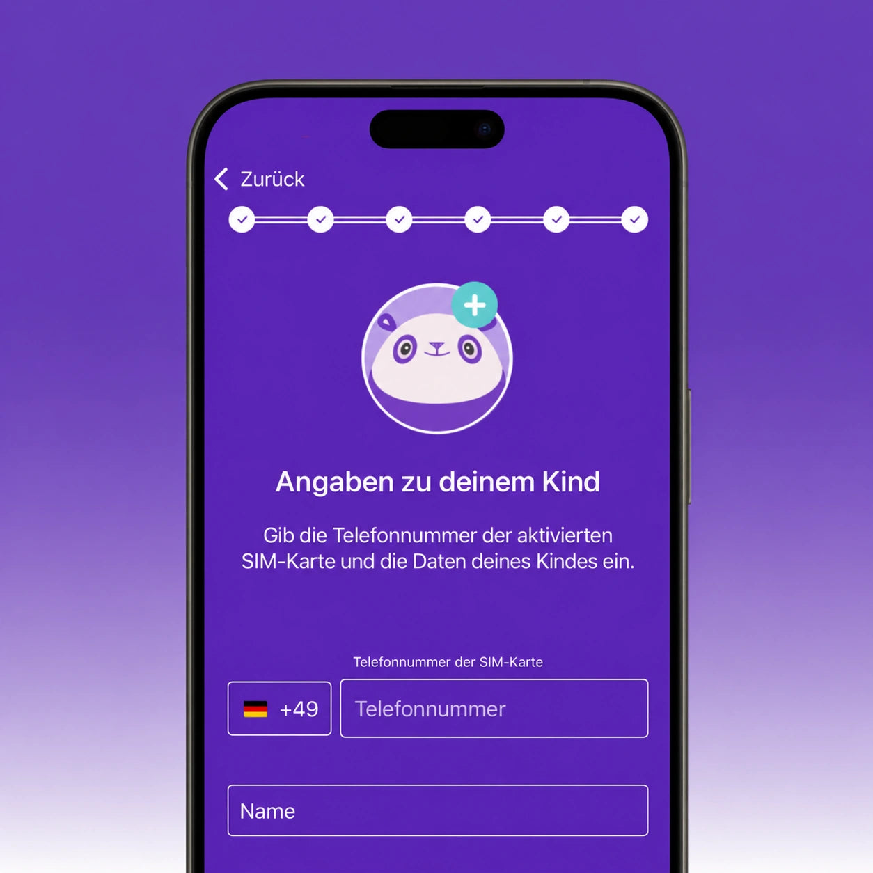Daten des Kindes in der App hinzufügen